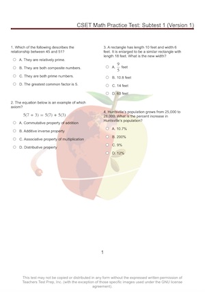 CSET Mathematics Practice Test