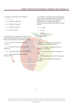 CSET Science Practice Test