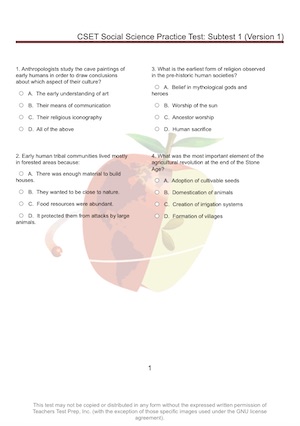 CSET Social Science Practice Test