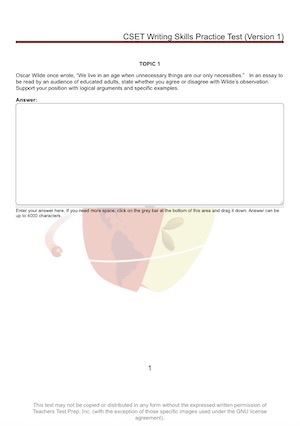 CSET Writing Skills Practice Test