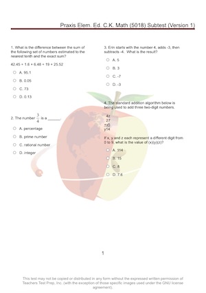 Praxis Elementary Education Content Knowledge Practice Test